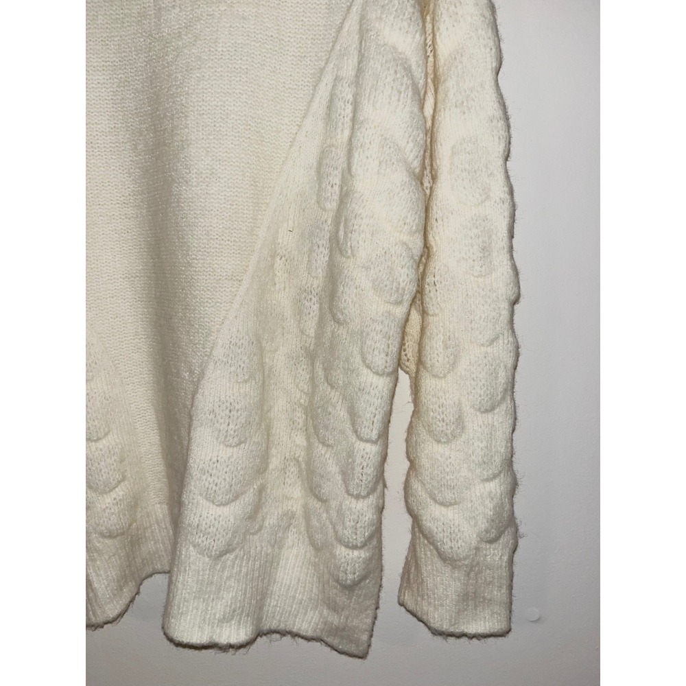 MOON RIVER Anthropologie Ivory Dotted Texture Knit Crew Neck Sweater Women's | S - Picture 5 of 12